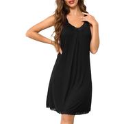 Sopesil Women's Nightdress Sleeveless Soft Nighties for Women Lace Chemise Nightshirt Sexy Nightgowns Sleeveless Nightwear Sleepwear, Black, XXL