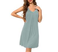 Sopesil Women's Nightdress Sleeveless Soft Nighties for Women Lace Chemise Nightshirt Sexy Nightgowns Sleeveless Nightwear Sleepwear, Light green, XXL