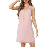 Sopesil Women's Nightdress Sleeveless Soft Nighties for Women Lace Chemise Nightshirt Sexy Nightgowns Sleeveless Nightwear Sleepwear, Flesh pink, XXL