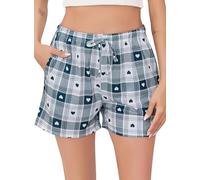 Sopesil Women's Pyjama Bottoms Ladies Pj Shorts Soft Cute Printed Sleeping Shorts with Pocket Pyjamas Drawstring Trousers Lounge Pants,Green,L
