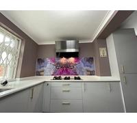 “Sophia” - Amethyst Rose - Liquid Ink Glass Splashback - Bespoke - 1000 x 1000 mm - 6mm Toughened Glass Splashback, Heat Resistant, Installation Service Available, Custom Size