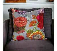Sophia-Art Chic Decorative Cover Bohemian Hippie Sofa Pillow Case Fruit Handmade Cushion Kantha Cotton Throw Boho Pillow Covers (Grey, 16" x 16")