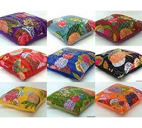 Sophia-Art Chic Decorative Cover Bohemian Hippie Sofa Pillow Case Fruit Handmade Cushion Kantha Cotton Throw Boho Pillow Covers (10 Pcs Lot, 16" x 16")