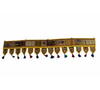 Sophia Art Christmas Decorative - Indian Ethnic Window Valance Home Decor Bandhanwar Toran Vintage Embroidered Patchwork Door Hanging (Lemon Yellow, 78" x 13" Big Valance)