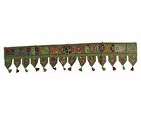 Sophia Art Christmas Decorative - Indian Ethnic Window Valance Home Decor Bandhanwar Toran Vintage Embroidered Patchwork Door Hanging (Parrot Green, 78" x 13" Big Valance)