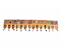 Sophia Art Christmas Decorative - Indian Ethnic Window Valance Home Decor Bandhanwar Toran Vintage Embroidered Patchwork Door Hanging (Yellow, 39" X 13" Small Valance)