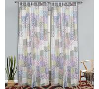 Sophia-Art Home Decor Handmade Vintage Old Silk Blend Patola Sari 2 Pcs Curtain Panel Set, Indian Patchwork Door and Window Drapes with Rod Pocket (White Patch, 213 x 106 cms Each Panel)