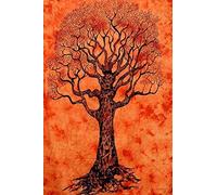 Sophia-Art Tapestry Hanging Cotton Poster Size Bohemian Tree Of Life Indian Celtic,Heart Tree Decor Wall Home Size Poster Bedspread Throw Poster (Orange Banjar Tree)