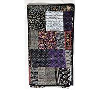Sophia-Art Twin/King Indian Silk Sari Kantha Bedspread Bed Cover Ethnic Throws Quilted Patchwork Indian Quilt Cover Old Bohemian Vintage Patola Quilt (Black, King 90" x 108")