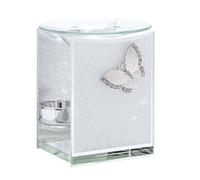 Sophia Classic Collection Classic Silver Butterfly Glass Oil Burner in White Sophia Classic Collection White