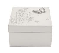 Sophia Classic Collection Classic Silver Butterfly Glass Trinket Box - Medium in White Sophia Classic Collection White