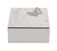 Sophia Classic Collection Classic Silver Butterfly Glass Trinket Box - Small in White Sophia Classic Collection White