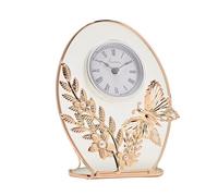 Sophia Classic Collection - Gold Butterfly Quartz Mantel Clock with Embossed Floral Design. Beautiful Home Decor Gifting for Living Room, Bedroom or Dining Room. H:16.5 x W:12.5 x D:4.5 cm