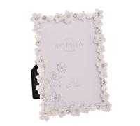 Sophia - Classic Daisy - 3.5” x 5” Picture Photo Frame | White Jewelled Floral Design - Self Standing Easel Back Portrait Single Aperture - H:15cm x W: 11cm