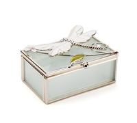 Sophia Classic Glass & Wire Dragonfly Rectangle Trinket Box, Silver