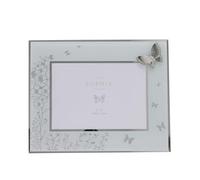Sophia - Classic Silver Butterfly Glass Picture Frame Horizontal Single Aperture - 7" x 5" - Self Standing Photo Frame With Easel Back - Contemporary Homeware & Gifting - H: 20cm x W: 25.