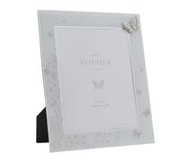 Sophia - Classic Silver Butterfly Glass Picture Frame Vertical Single Aperture - 8" x 10" - Self Standing Photo Frame With Easel Back - Contemporary Homeware & Gifting - H: 33cm x W: 28.