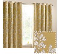 Sophia Floral Jacquard Room Darkening Eyelet Curtains Wylder Nature Gold 229cm width x 137cm drop