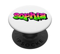 Sophia Graffiti Personalized Name Green Pink Letters PopSockets Adhesive PopGrip