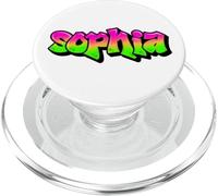 Sophia Graffiti Personalized Name Green Pink Letters PopSockets PopGrip for MagSafe