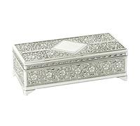 Sophia JTB100 Silver Plated Trinket Box in Antique Style With Feet