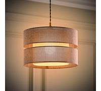Sophia Linen Tier 30cm Drum Easy Fit Ceiling Light Lamp Shade and Bulb ValueLights Grey One Size