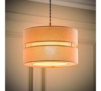 Sophia Linen Tier 30cm Drum Easy Fit Ceiling Light Lamp Shade and Bulb ValueLights Natural One Size
