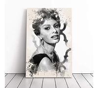 Sophia Loren - | Canvas Wall Art Print | Framed & Ready to Hang Picture | Modern Home Decor for Living Room, Bedroom, Kitchen or Office | 30x20 Inches