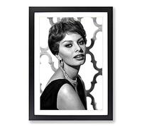 Sophia Loren Framed Print | A2 Black Framed Wall Art | Ready to Hang | Modern Nature Picture | Living Room Bedroom Lounge Office