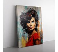 Sophia Loren Hard Edge Painting Art Canvas Print for Living Room Bedroom Home Office Décor, Wall Art Picture Ready to Hang, 76x50 cm (30x20 Inch)