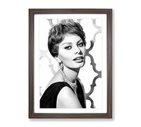 Sophia Loren Modern Framed Print | A2 Walnut Framed Wall Art | Ready to Hang | Modern Nature Picture | Living Room Bedroom Lounge Office
