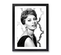 Sophia Loren Modern Framed Print | A3 Black Framed Wall Art | Ready to Hang | Modern Nature Picture | Living Room Bedroom Lounge Office