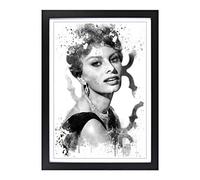 Sophia Loren V3 Framed Print | A2 Black Framed Wall Art | Ready to Hang | Modern Nature Picture | Living Room Bedroom Lounge Office