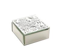 Sophia Mirrored Floral Pattern Square Trinket Box