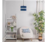 Sophia Pair of Two Small 26cm Drum Easy Fit Ceiling Light Lamp Shades ValueLights Navy 10 inches