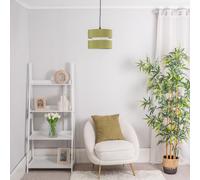 Sophia Pair of Two Small 26cm Drum Easy Fit Ceiling Light Lamp Shades ValueLights Olive 10 inches