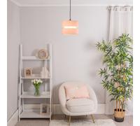 Sophia Pair of Two Small 26cm Easy Fit Ceiling Lamp Shades with Bulbs ValueLights Dusty Pink 10 inches