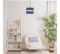 Sophia Pair of Two Small 26cm Easy Fit Ceiling Lamp Shades with Bulbs ValueLights Navy 10 inches