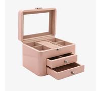 Sophia Pink Wooden Jewellery Box With Mirror SP3329