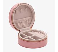 Sophia Pink Zipped Round Leather Jewellery Box SP3336