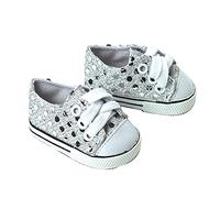 Sophia's by Teamson Kids Silver Sequin Sneaker Shoes with Laces for