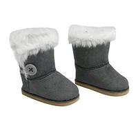 Sophia's by Teamson Kids Gray Winter Button Boots w/ Fur Accessory for