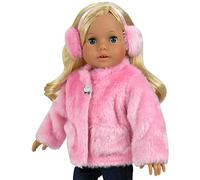 Sophia's 2 Piece 18" Baby Doll Pink Fur Coat & Earmuffs Outfit Teamson Kids Pink One Size
