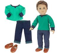 Sophias by Teamson Kids Shirt, Jeans, and Penny Loafers Set for 18" Boy Dolls - Green