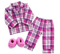 Sophia's 3 Piece 18" Doll Pink Pijama Outfit with Slippers Set Teamson Kids Pink One Size