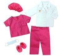 Sophias by Teamson Kids Doll Doctor Scrubs and Lab Coat Set for 18" Dolls - pink