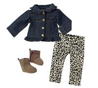 Sophia's - 18" Doll - Ruffle Denim Jean Jacket, Animal Print Leggings