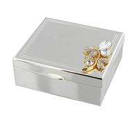 Sophia Silverplated Trinket Box with Gold and Crystal Butterfly