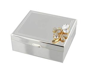 Sophia Silverplated Trinket Box with Gold and Crystal Butterfly