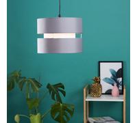 Sophia Small 26cm Drum Easy Fit Ceiling Light Lamp Shade with Bulb ValueLights Grey 10 inches